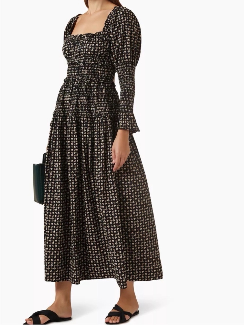 Doen Bijou Black and Cream Floral Maxi Dress - Picture 2 of 5